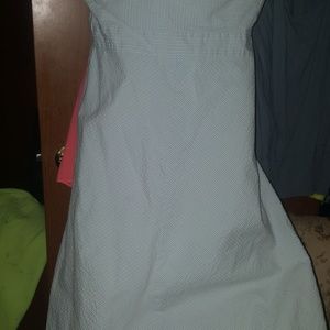 Jcrew strapless seersucker blue and white size 4